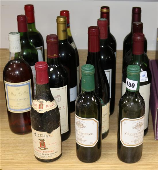 Nineteen assorted wines including Lamothe Bergerou, 1986 and three half bottles including Corton 1964